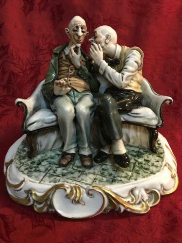 Capodimonte L Figurine “La Barzelette” The Joke Two Old Men On Sofa Crown N Mark