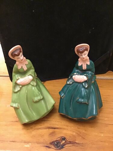 Vintage Hand Painted Porcelain Girl Flowers Or Hand Warmers  Figurine