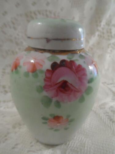 Antique Hand-Painted Nippon Porcelain Vanity Jar Ginger Tea Jar w/Gold Gilt Trim