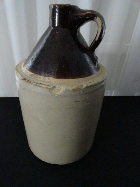 Vintage Stoneware Pottery Jug Crock Tan Brown