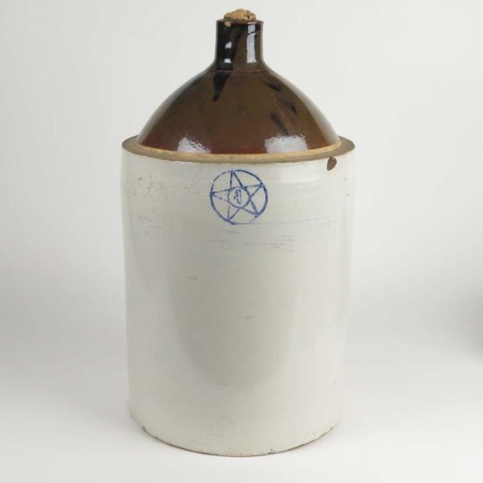 Antique whiskey jug Star Stoneware Crooksville OH 4 gallon primitive crock