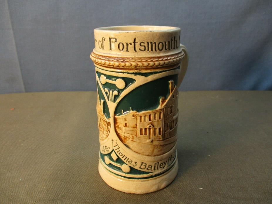 old vintage PORTSMOUTH NH Souvenir stoneware Stein 4.25