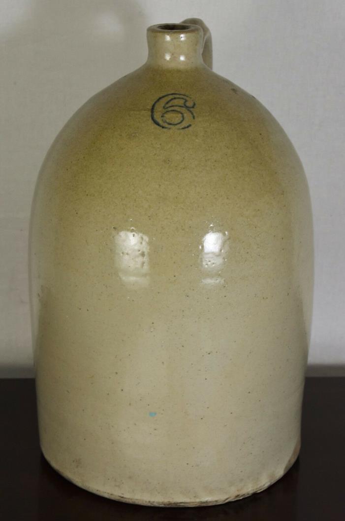 Vintage 6 Gallon Jug Salt Glazed Stoneware Jug with Cobalt 6 Primitive Look