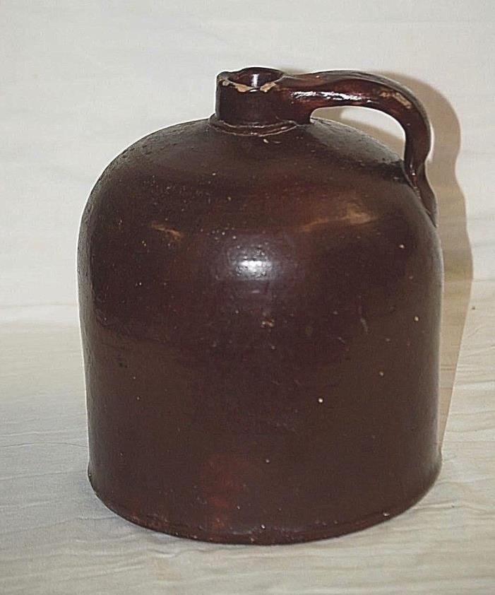 Old Vintage Antique Whiskey Jug Brown Stoneware Crock Primitive Country Farm c