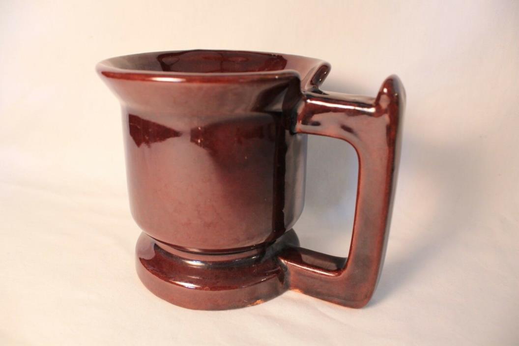 Coffee Cup Mug Brown Glazed Stoneware Pottery Large Square Handle w/ Thumb Notch