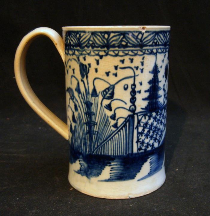 18th C. Antique Pearlware Mug/Cann Chinoiserie Decorated
