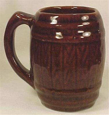 Vintage Mug Beer Stein Brown Barrel Pottery