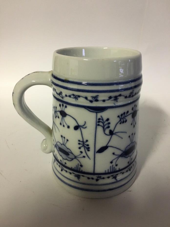 antique Meissen porcelain stein blue white onion Germany Tankard Mug Cup