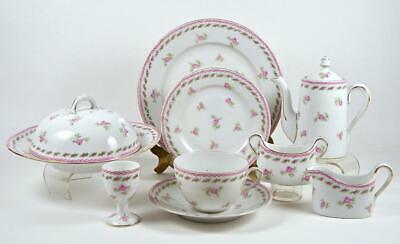 Antique Breakfast Set Pink Rose Higgins Seiter 8 pce for 1 Teapot Tea Cup etc