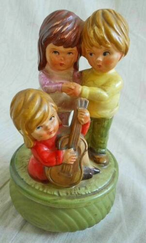 Music Box Japan Vintage Antique Pottery Children Guitar All Ceramic Hava Nagila
