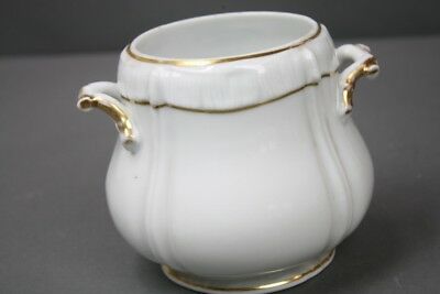 Old Paris Porcelain Sugar Pot Canister No Lid Vase White Gold Wedding France