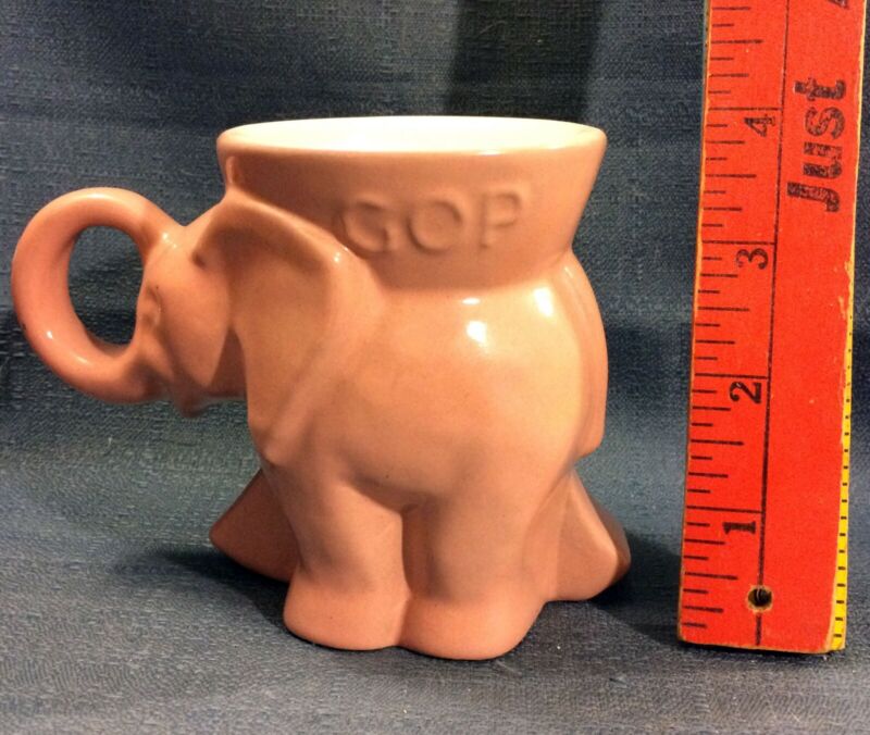 Vintage Frankoma 1977 Pink Republican GOP Elephant Political Mug Cup Excellent