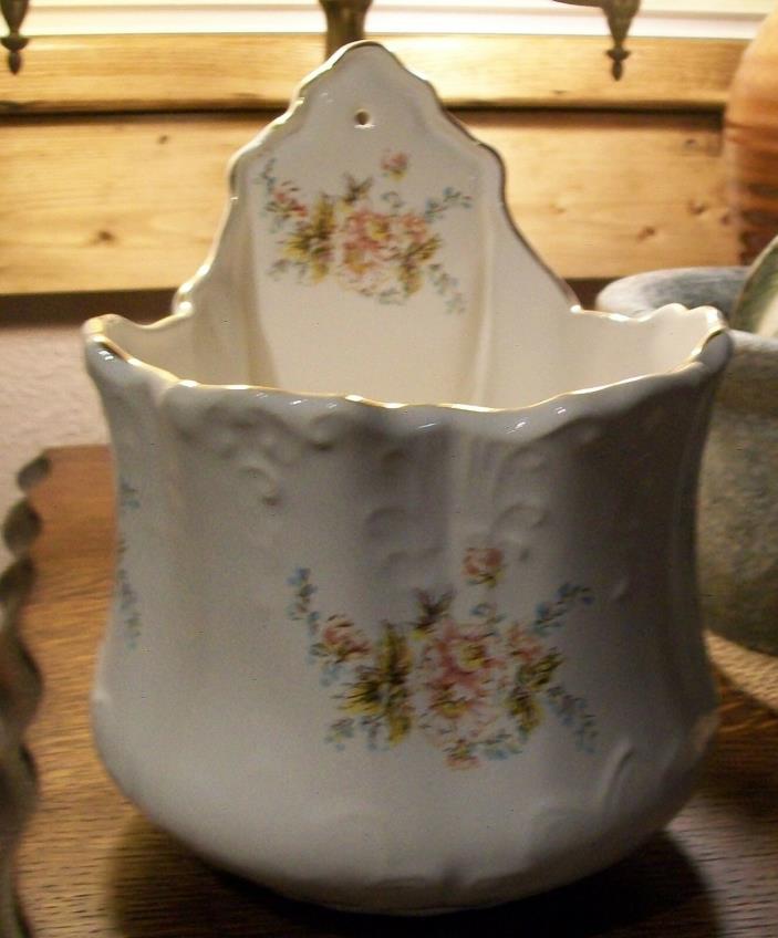 Antique Porcelain Wall Pocket Planter