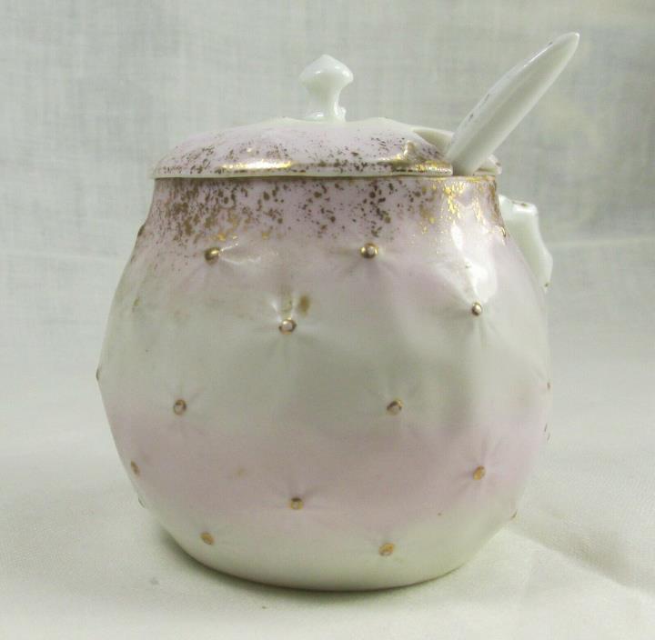 Antique Porcelain Prickly Pear Mustard Pot