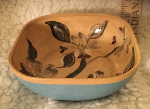 Vintage Holland Mold Candy Dish, Hand Made POTTERY, Hand Painted Lily Field