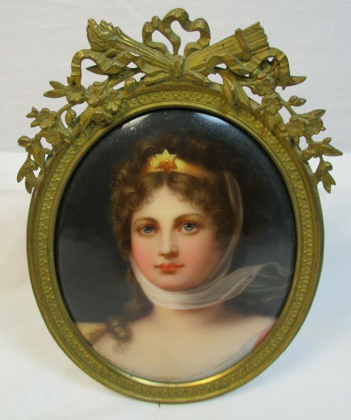Antique Hand Painted KPM Style  Porcelain Portrait Plaque Queen Louise  #613
