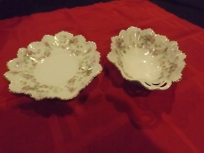 Vintage ruffled handpainted European candy dishes.