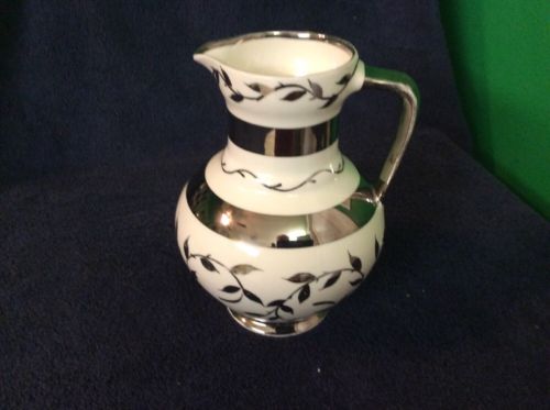 Myott , Made In England , Old Silver Luster Pitcher, Hand Painted,