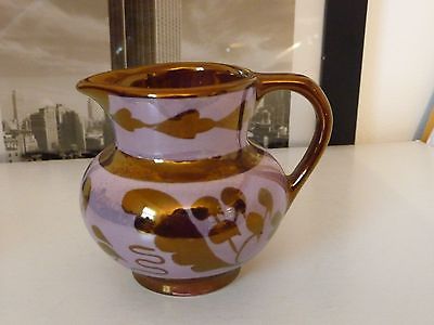 #714 vtg pottery colored Copper Luster pitcher 3'' t  Old Castle made England