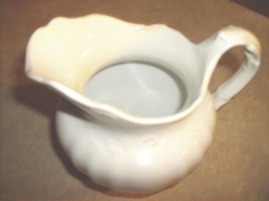 Antique!  Vintage glazed White water pitcher - Marked KT&K Warranted pottery