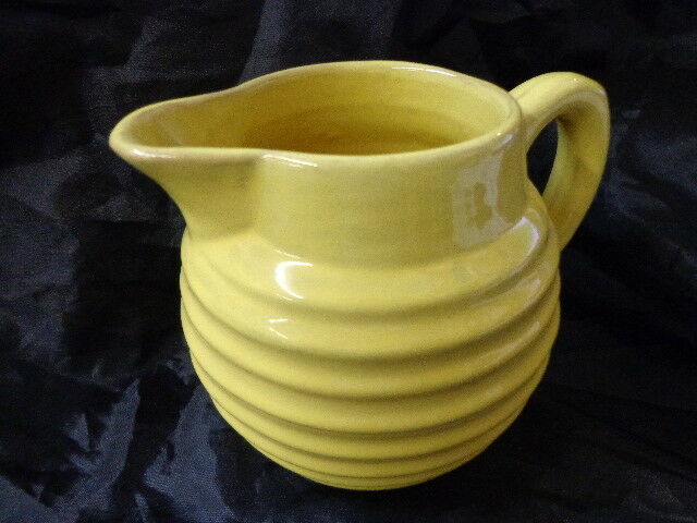 SALE! Vintage Yellow Beehive Pitcher Red Pottery Ring Ware Jug Handmade MC