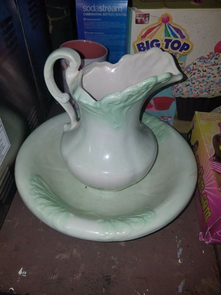 Small (Child's) Antique Pitcher and Bowl Dry Sink Wash Basin