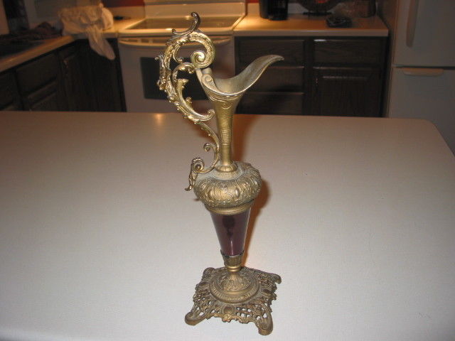 Antique Bradley Hubbard B & H Victorian Ewer Pitcher Mantel Vase Footed #147