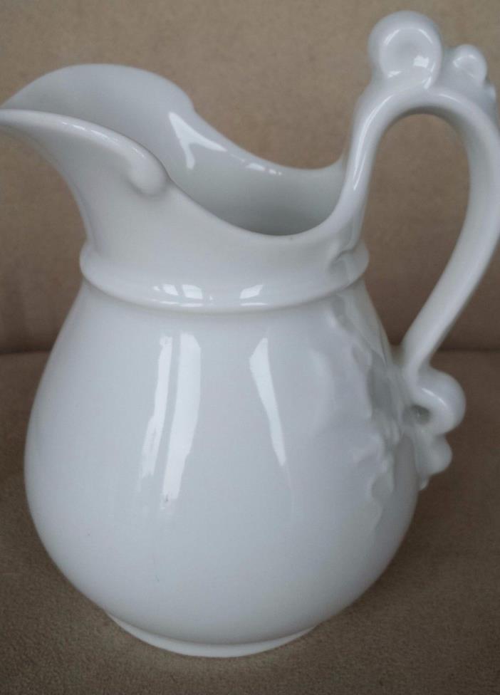 Vintage H & C Water Or Milk Pitcher White Ceramic 6