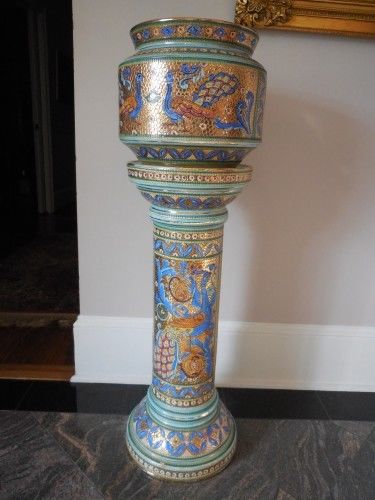 Mosaic Style Jardiniere Planter and Plant Stand