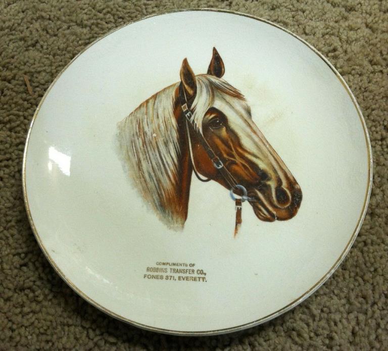 PORCELEAN 9.5 Horse Plate compliments Robbins Transfer Everett Goodwin Pottery