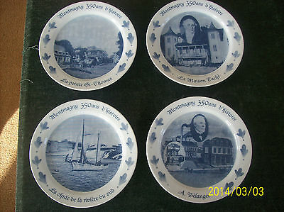 La Belle Epoque Set of 4 Porcelain Decorative Handpainted Flow Blue Plates