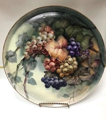 French Ceramic Limoge Plate with Beautifully Painted Fruit