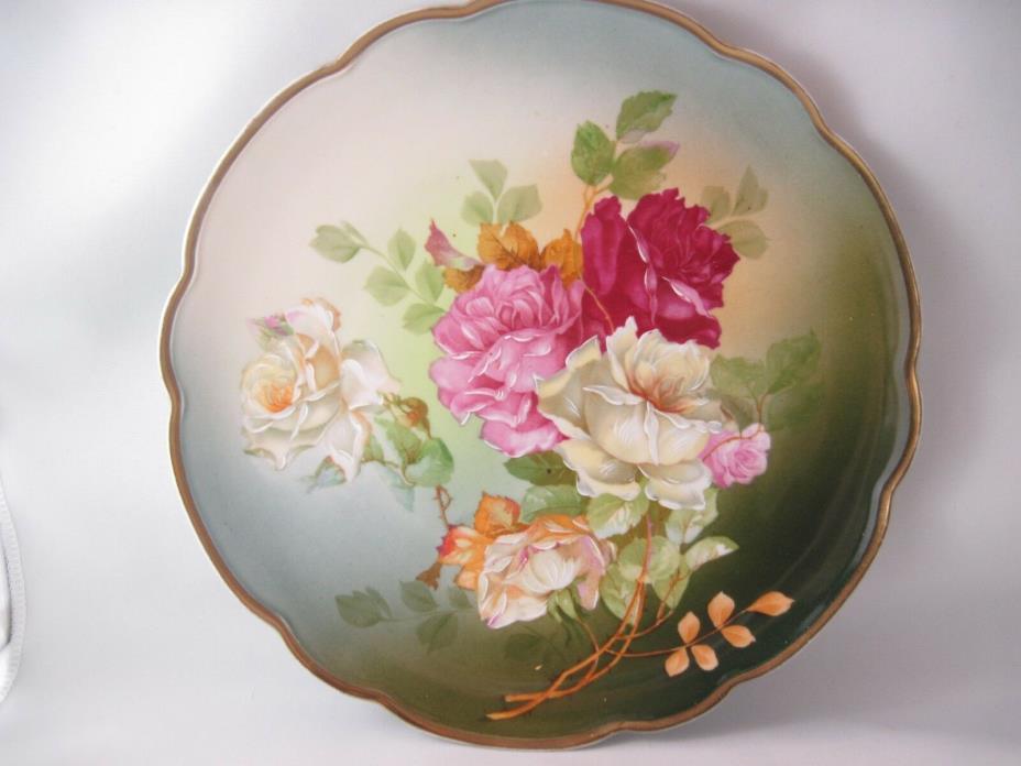 Antique Austrian Decorative Plate (Roses) by Moritz Zdekaue