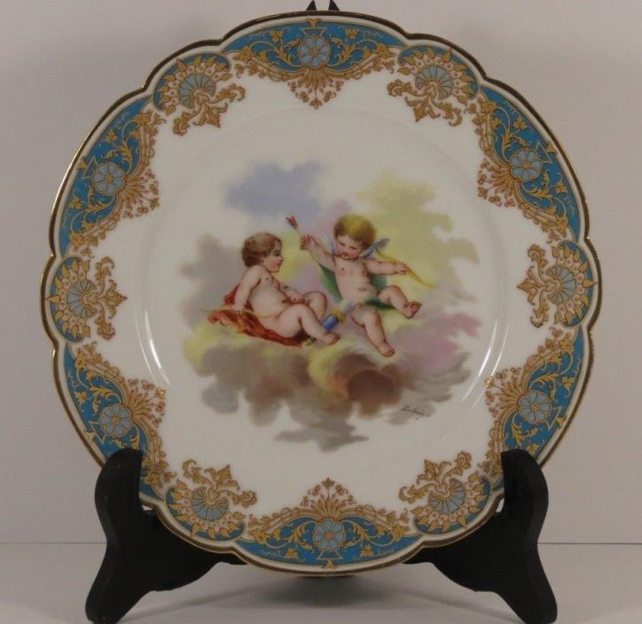 Rare Sevres Chateau De Versailles Cherubic Cabinet Plate from France
