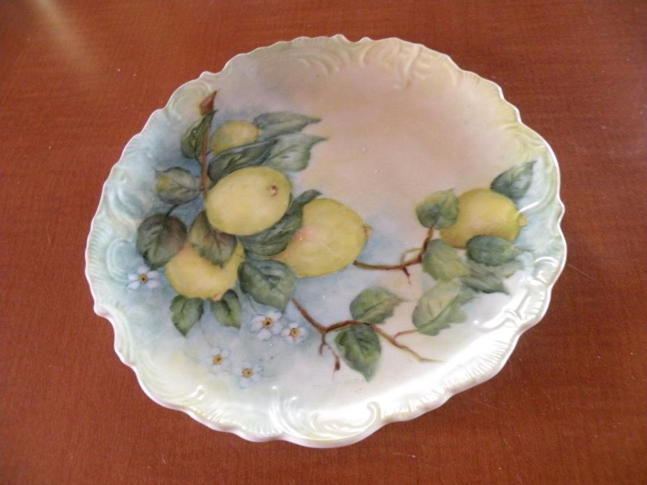 Vintage Hand Painted Scalloped edge Lemon Cabinet Plate