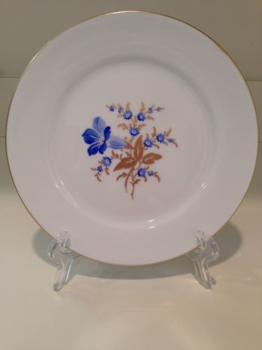 Hochst Hand-Painted Porcelain Blue/Gold Colored Plate #1 Made in Germany New