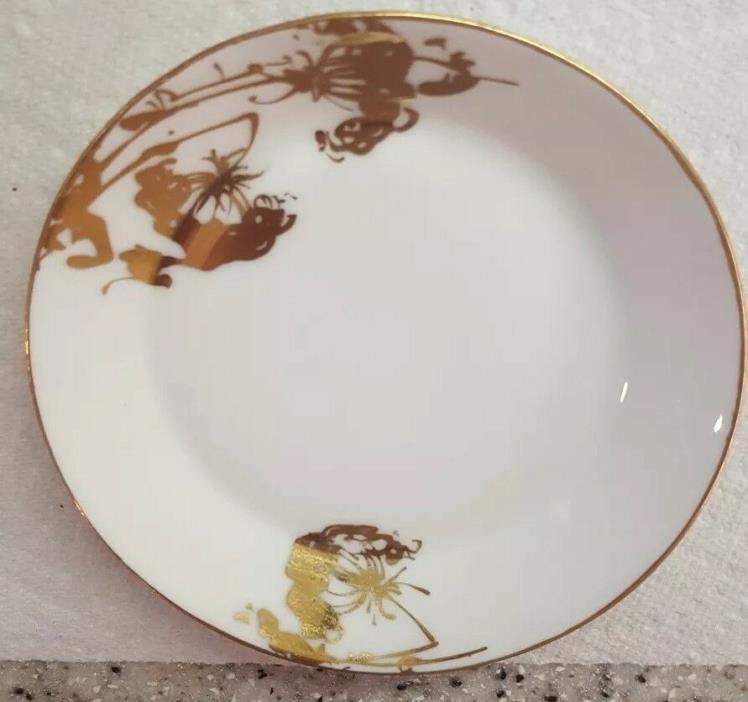 Antique Bavaria FAVORITE Porcelain Plate Gold Paint on White - Signed