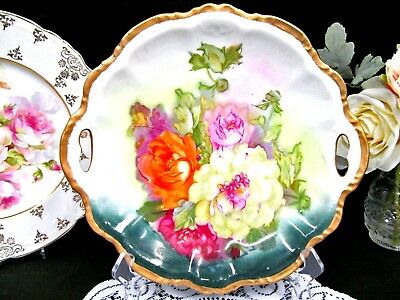 GERMANY stunning roses plate with open edges Bavaria Germany platter