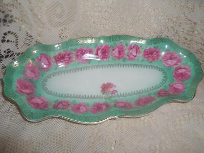 Antq Hand-Painted German Porcelain C.T.Carl Tiesch Celery Asparagus Tray Dish~#