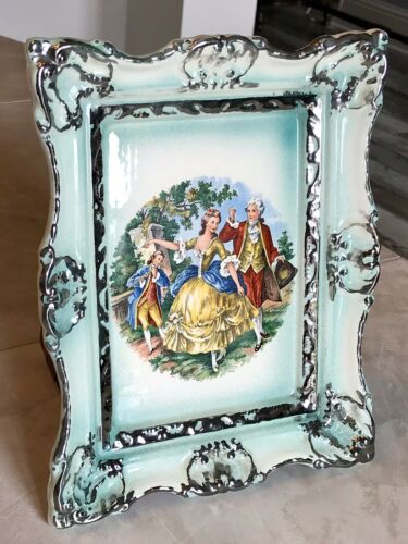 Antique Victorian Porcelain Painted Dresser Tray Wall Plaque Signed Lerouge RARE