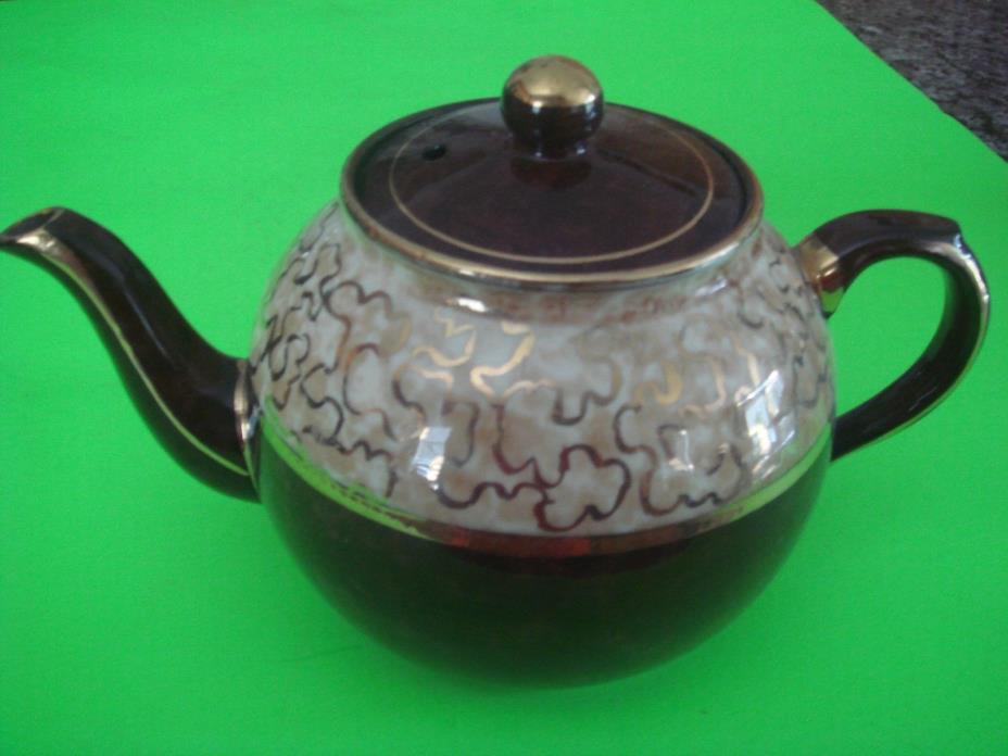Vintage 1950's Arthur Wood  Brown & Gold  Porcelain Teapot