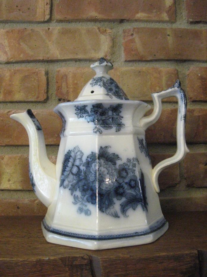 Antique W. Adams & Sons, Berlin Groups Polygon Shaped Mulberry Transfer Ware Tea