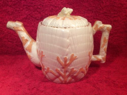 Antique Griffen, Smith & Co. Albino Shell & Seaweed Teapot w Lid c.1800's, ff474