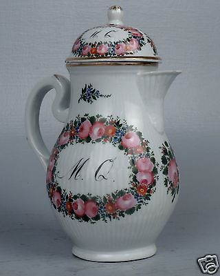 Fine Antique 18C Wallendorf German Porcelain Coffee Pot - Mocha Chocolate PC