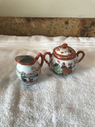 Vintage Asian Covered sugar bowl And creamer