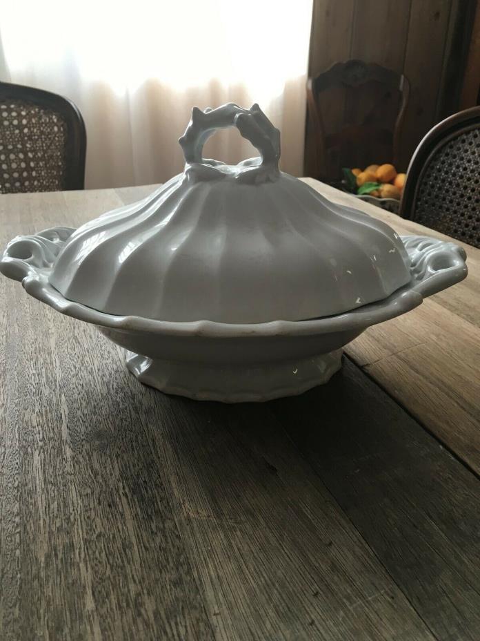 White Ironstone covered serving dish 13 x 10 perfect condition