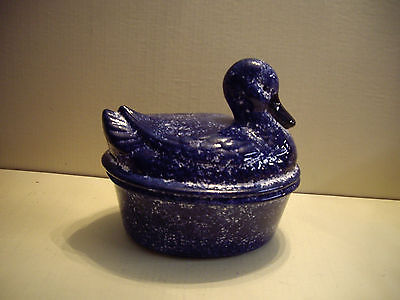 Royal Blue Ceramic Oval Speckled Duck Soup Tureen