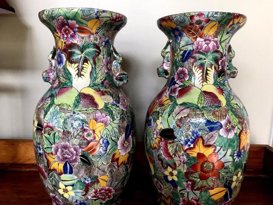 2 Beautiful, matching antique Chinese bookshelf urns