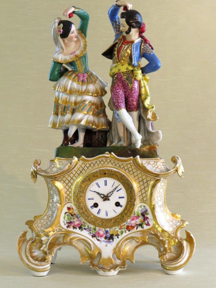 Antique French Porcelain Clocks with Dancers.