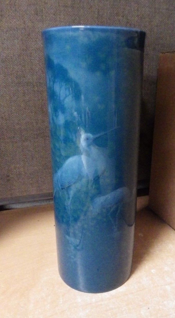 Royal Worcester Hand Painted HERON Bird Vase by A. Shuck BLUE TURQUOISE MINT